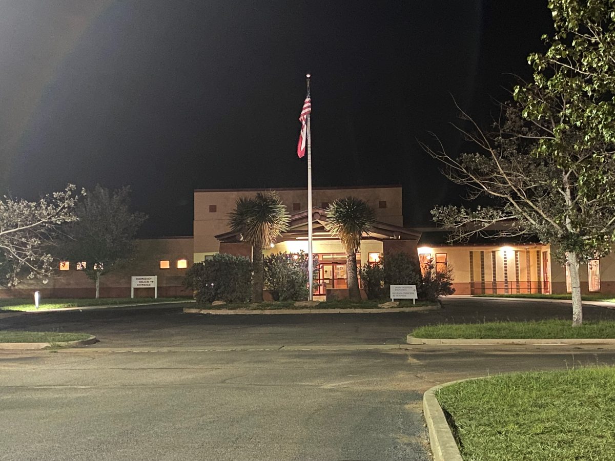 Big Bend Regional Medical Center lit up at dusk
